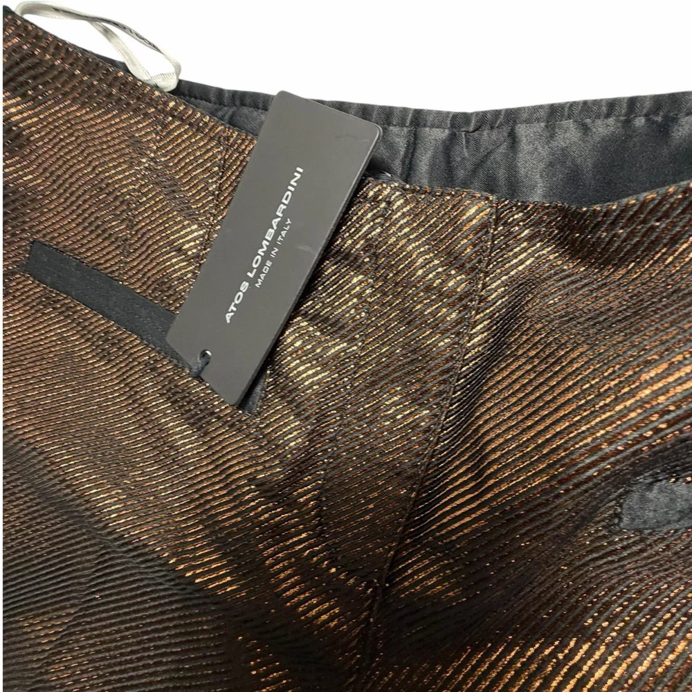 NWT Atos Lombardini Metallic Brown Wide-Leg Bermuda Women’s Shorts Sz 40 - Picture 10 of 15